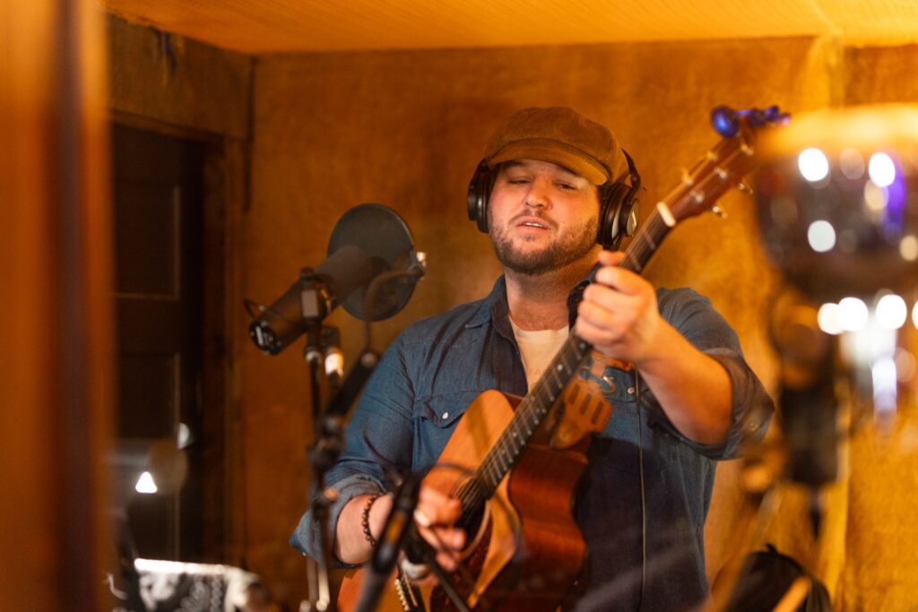 JB Strauss and band in studio