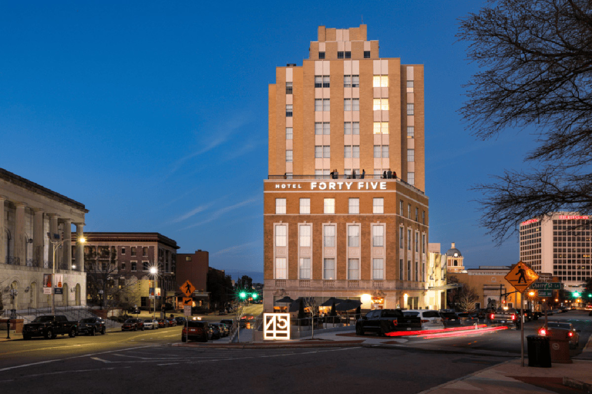 Hotel 45 and surrounding buildings